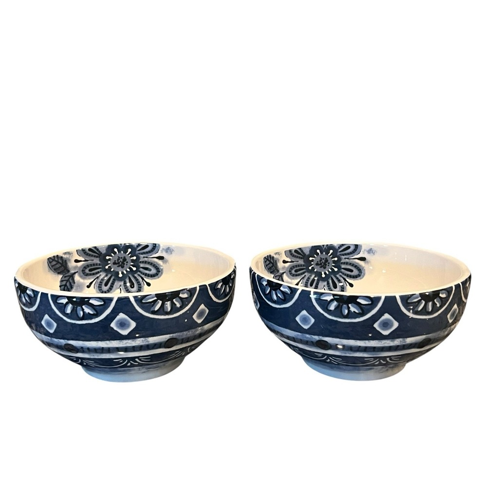 Pier 1 Imports Indigo Floral 6" Bowls Set of 2
